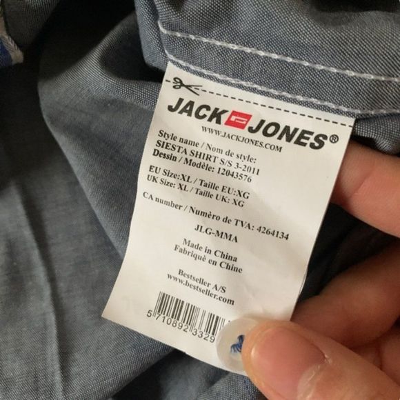 Jack & Jones Blue Button Up Shirt Size XL - Picture 5 of 8